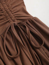 Sweetra Wasteland Vintage Punk Style Asymmetric Cinched Waist Mauve Color Unique Design Women Mini Dress